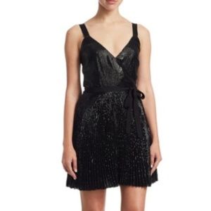 Joie Itara Black Sequin Pleated Surplice Dress NWT